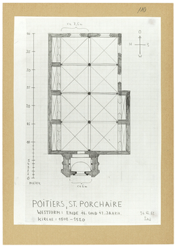 Vorschaubild Poitiers: Saint-Porchaire, Westturm, Grundriss, Skizze Wolfgang Schöne 1963